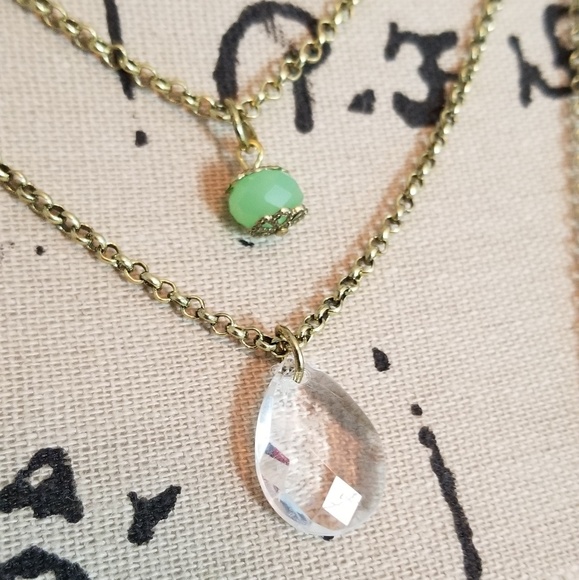 🆕Gold 3 Tiered Layered Feather Crystal Necklace - Picture 3 of 6